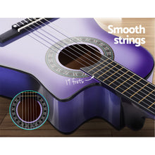 Load image into Gallery viewer, Alpha 34&quot; Inch Guitar Classical Acoustic Cutaway Wooden Ideal Kids Gift Children 1/2 Size Purple with Capo Tuner - Oceania Mart
