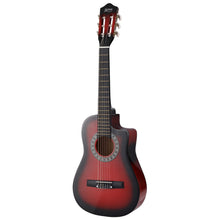 Load image into Gallery viewer, Alpha 34&quot; Inch Guitar Classical Acoustic Cutaway Wooden Ideal Kids Gift Children 1/2 Size Red with Capo Tuner - Oceania Mart
