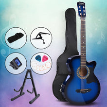 Load image into Gallery viewer, ALPHA 38 Inch Wooden Acoustic Guitar with Accessories set Blue - Oceania Mart
