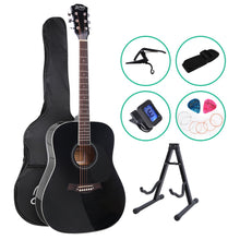 Load image into Gallery viewer, ALPHA 41 Inch Wooden Acoustic Guitar with Accessories set Black - Oceania Mart
