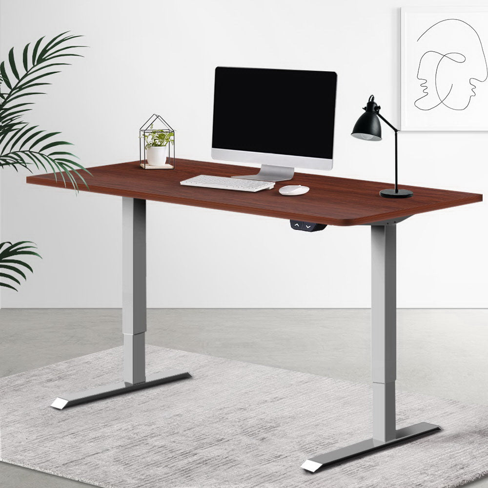Artiss Standing Desk Sit Stand Table Height Adjustable Motorised Electric Grey Frame 120cm Walnut - Oceania Mart