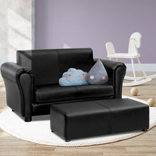Load image into Gallery viewer, Keezi Kids Sofa Armchair Footstool Set Black Lounge Chair Children Lounge Couch
