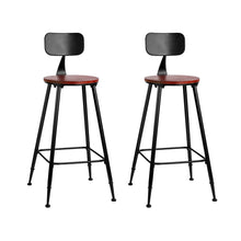 Load image into Gallery viewer, Set of 2 Artiss Bar Stools Pinewood Metal - Black and Wood
