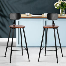 Load image into Gallery viewer, Set of 2 Artiss Bar Stools Pinewood Metal - Black and Wood
