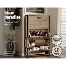 Load image into Gallery viewer, Shoe Cabinet Shoes Storage Rack Wooden Organiser Up to 24 Pairs Shelf Cupboard Metal Frame
