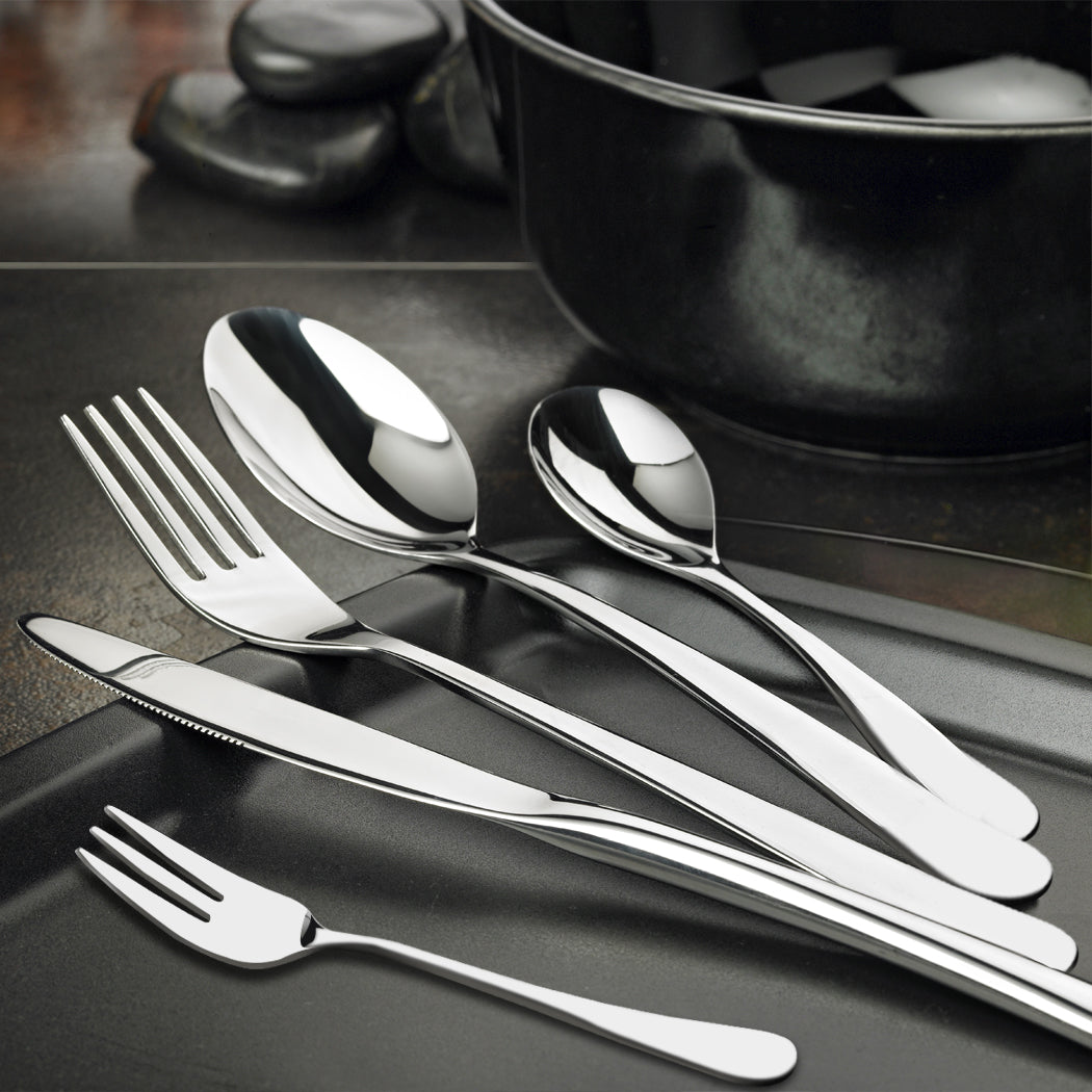 Cutlery Set Knife Fork Spoon Tableware Set Glossy Silver Stainless Steel 30pcs - Oceania Mart