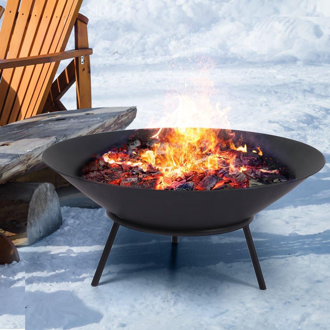 2IN1 Steel Fire Pit Bowl Firepit Garden Outdoor Patio Fireplace Heater 70cm - Oceania Mart