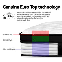 Load image into Gallery viewer, Giselle Bedding Devon Euro Top Pocket Spring Mattress 31cm Thick – Single
