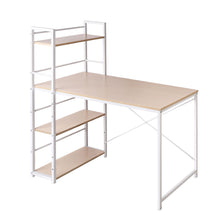 Load image into Gallery viewer, Artiss Metal Desk with Shelves - White with Oak Top
