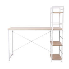 Load image into Gallery viewer, Artiss Metal Desk with Shelves - White with Oak Top
