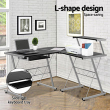 Load image into Gallery viewer, Artiss Corner Metal Pull Out Table Desk - Black
