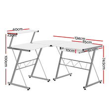 Load image into Gallery viewer, Artiss Corner Metal Pull Out Table Desk - White
