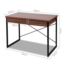 Load image into Gallery viewer, Artiss Metal Desk with Drawer - Walnut
