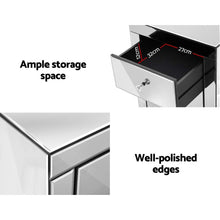 Load image into Gallery viewer, Mirrored Bedside Table Drawers Furniture Mirror Glass Presia Silver
