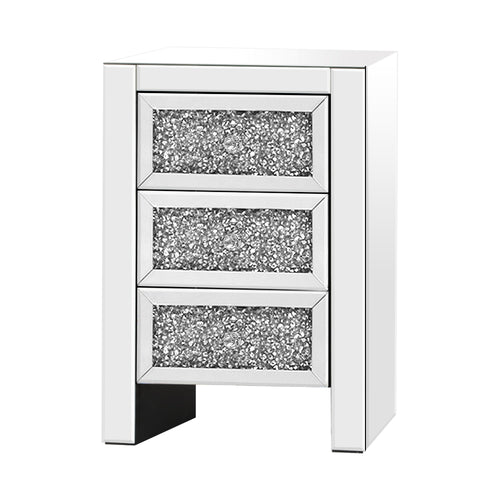 Artiss Bedside Table Nightstand Side End Tables Storage 3 Drawers Mirrored Glass Furniture - Oceania Mart