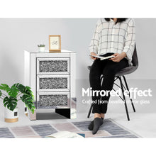 Load image into Gallery viewer, Artiss Bedside Table Nightstand Side End Tables Storage 3 Drawers Mirrored Glass Furniture - Oceania Mart
