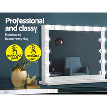 Load image into Gallery viewer, Embellir Makeup Mirror With Light Hollywood 15 LED Bulbs Vanity Lighted White 58cm x 46cm
