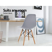 Load image into Gallery viewer, Artiss Set of 4 Retro Dining DSW Chairs Kitchen Cafe Beech Wood Legs Grey
