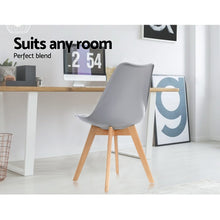 Load image into Gallery viewer, Artiss Set of 4 Retro Dining DSW Chairs PU Leather Padded Kitchen Cafe Beech Wood Legs Grey
