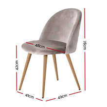 Load image into Gallery viewer, Artiss Set of Two Velvet Modern Dining Chair - Light Grey

