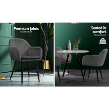 Load image into Gallery viewer, Artiss Set of 2 Dining Chairs Retro Chair Metal Legs Replica Armchair Velvet Grey
