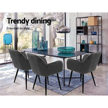 Load image into Gallery viewer, Artiss Set of 2 Dining Chairs Retro Chair Metal Legs Replica Armchair Velvet Grey
