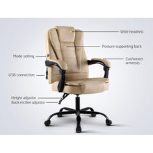 Load image into Gallery viewer, Artiss Massage Office Chair Gaming Chair Recliner Computer Chairs Khaki
