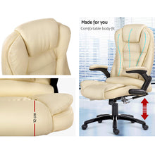 Load image into Gallery viewer, 8 Point PU Leather Reclining Massage Chair - Beige - Oceania Mart
