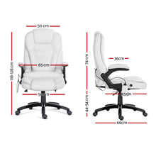 Load image into Gallery viewer, 8 Point PU Leather Reclining Massage Chair - White - Oceania Mart
