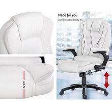 Load image into Gallery viewer, 8 Point PU Leather Reclining Massage Chair - White - Oceania Mart
