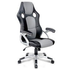 Load image into Gallery viewer, PU Leather Racing Style Office Desk Chair - Black &amp; Grey
