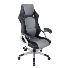 Load image into Gallery viewer, PU Leather Racing Style Office Desk Chair - Black &amp; Grey
