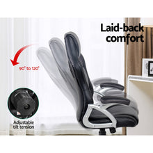 Load image into Gallery viewer, PU Leather Racing Style Office Desk Chair - Black &amp; Grey
