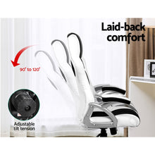 Load image into Gallery viewer, PU Leather Racing Style Office Desk Chair - Black &amp;White
