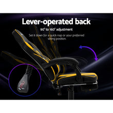 Load image into Gallery viewer, Artiss Office Chair Computer Desk Gaming Chair Study Home Work Recliner Black Yellow
