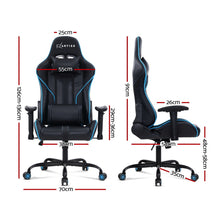 Load image into Gallery viewer, Artiss Gaming Office Chair Computer Chairs Leather Seat Racing Racer Recliner Meeting Chair Black Blue

