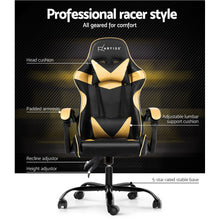Load image into Gallery viewer, Artiss Office Chair Gaming Chair Computer Chairs Recliner PU Leather Seat Armrest Black Golden
