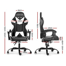 Load image into Gallery viewer, Artiss Gaming Office Chairs Computer Seating Racing Recliner Racer Black White - Oceania Mart
