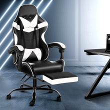 Load image into Gallery viewer, Artiss Gaming Office Chairs Computer Seating Racing Recliner Footrest Black White - Oceania Mart
