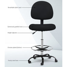 Load image into Gallery viewer, Artiss Office Chair Veer Drafting Stool Fabric Chairs Black
