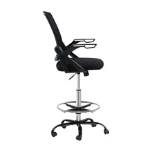 Load image into Gallery viewer, Artiss Office Chair Veer Drafting Stool Mesh Chairs Flip Up Armrest Black
