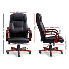 Load image into Gallery viewer, Artiss Executive Wooden Office Chair Wood Computer Chairs Leather Seat Sherman
