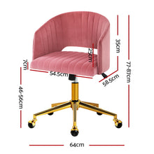 Load image into Gallery viewer, Velvet Office Chair Executive Computer Chair Adjustable Armchair Work Study Pink
