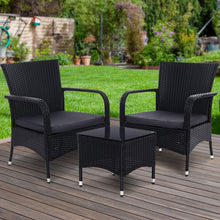 Load image into Gallery viewer, Outdoor Furniture Patio Set Wicker Outdoor Conversation Set Chairs Table 3PCS
