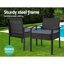 Load image into Gallery viewer, 2x Outdoor Dining Chairs Wicker Chair Patio Garden Furniture Lounge Setting Bistro Set Cafe Cushion Gardeon Black - Oceania Mart
