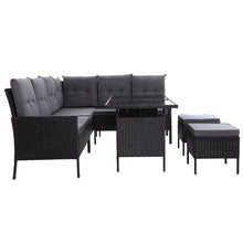 Load image into Gallery viewer, Outdoor Sofa Set Patio Furniture Lounge Setting Dining Chair Table Wicker Black
