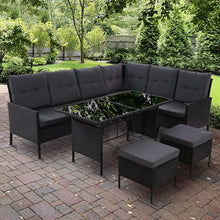 Load image into Gallery viewer, Outdoor Sofa Set Patio Furniture Lounge Setting Dining Chair Table Wicker Black
