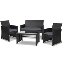 Load image into Gallery viewer, Gardeon Set of 4 Outdoor Wicker Chairs &amp; Table - Black - Oceania Mart
