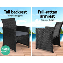 Load image into Gallery viewer, Gardeon Set of 4 Outdoor Wicker Chairs &amp; Table - Black - Oceania Mart
