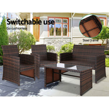Load image into Gallery viewer, Gardeon Set of 4 Outdoor Wicker Chairs &amp; Table - Brown - Oceania Mart
